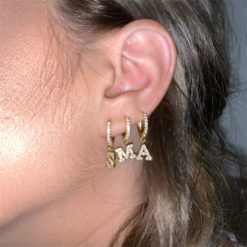 Tiny 26 Pendientes Femeninos Con Letras Cz Pendientes De De Tiny 26 Pendientes Femeninos Con Letras Cz Pendientes De De