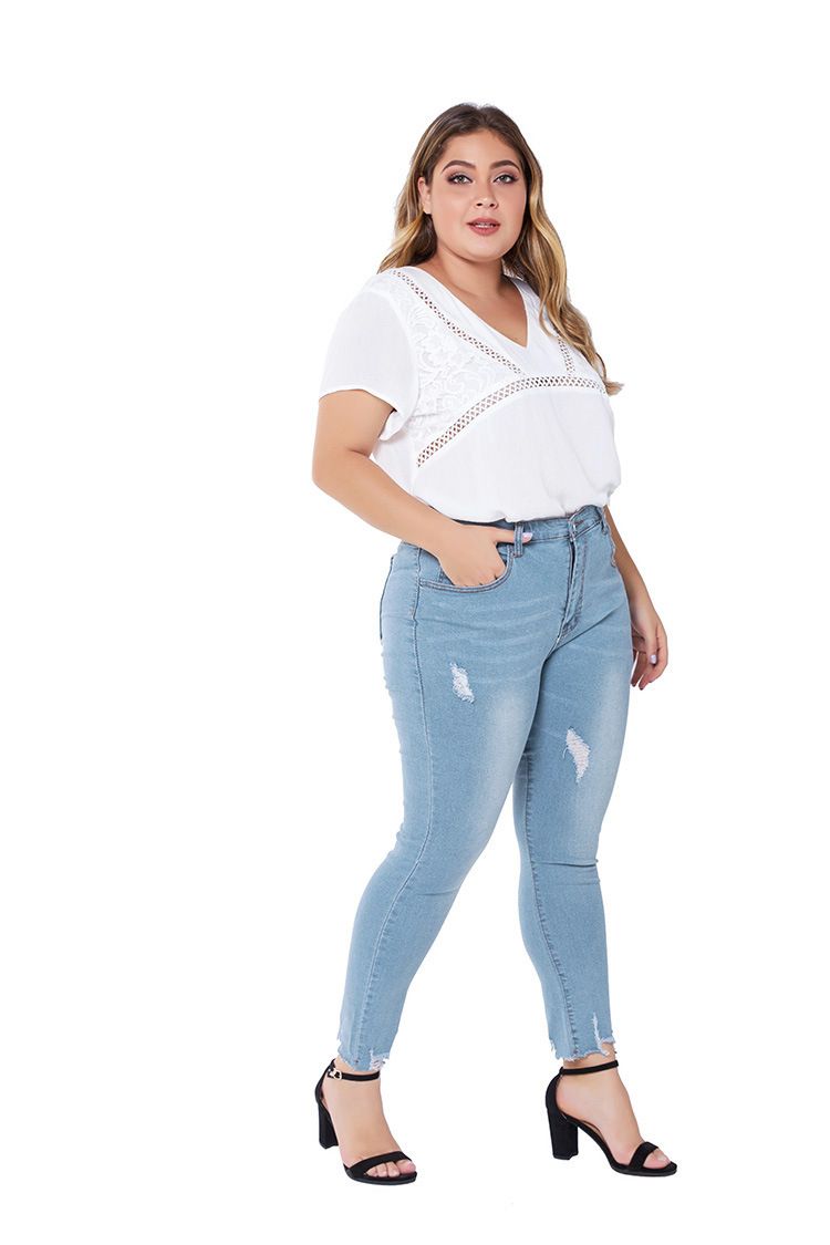Compre Tallas De Mujer MÁS TIENDO EUROPEO AMERICANA JEAN PANTALLA LADRIA  ROMADA LEVADA STRED WASH SLIM FIT JEANS A 18,29 € Del Fashionfirst |  Es.Dhgate.Com