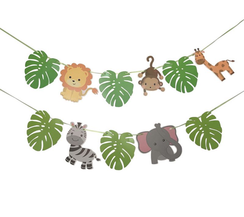 Cartoon Jungle Animals Theme Design Happy Birthday Banner Flags Lion Tiger Zebra Elephant Banners for Kids Wild Party Cartoon Jungle Animals Theme Design Happy Birthday Banner Flags Lion Tiger Zebra Elephant Banners for Kids Wild Party