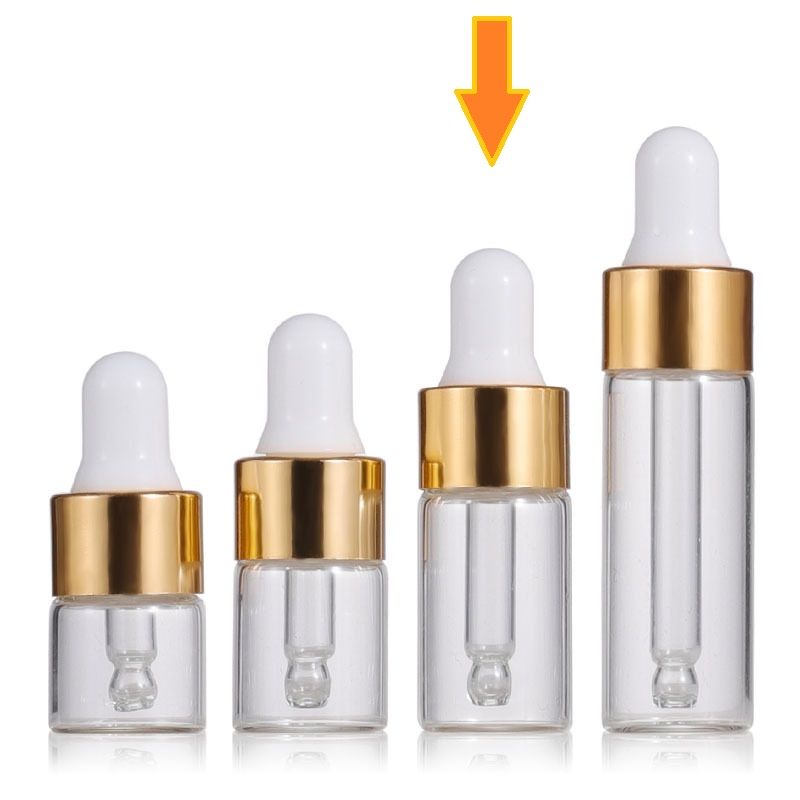 3 ml duidelijke fles + gouden dop