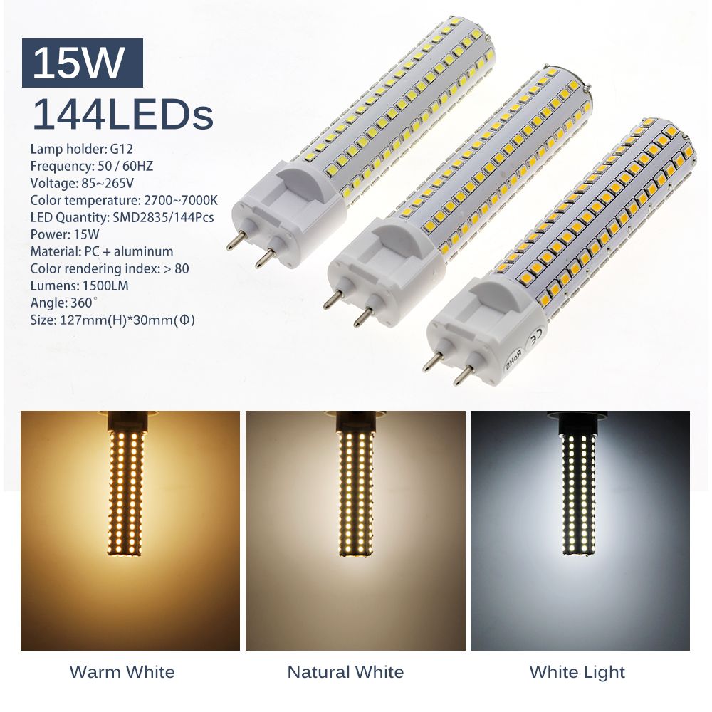 G12 LED Maisbirne Glühbirne 1500 Lumen AC 85-265V 15W für krankenhaus,schule