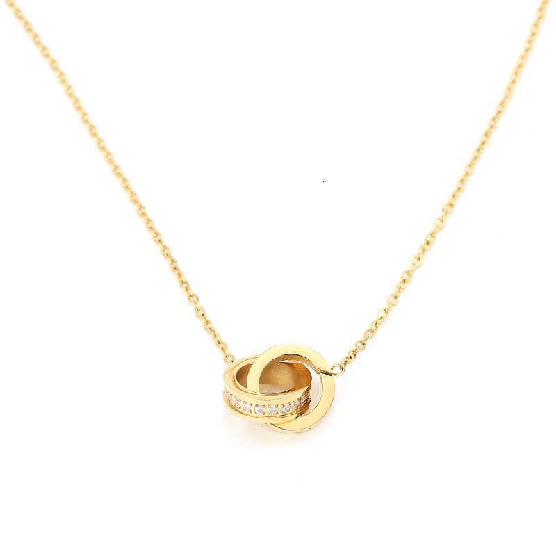 Round Diamond. Gold. 2-ring Necklace