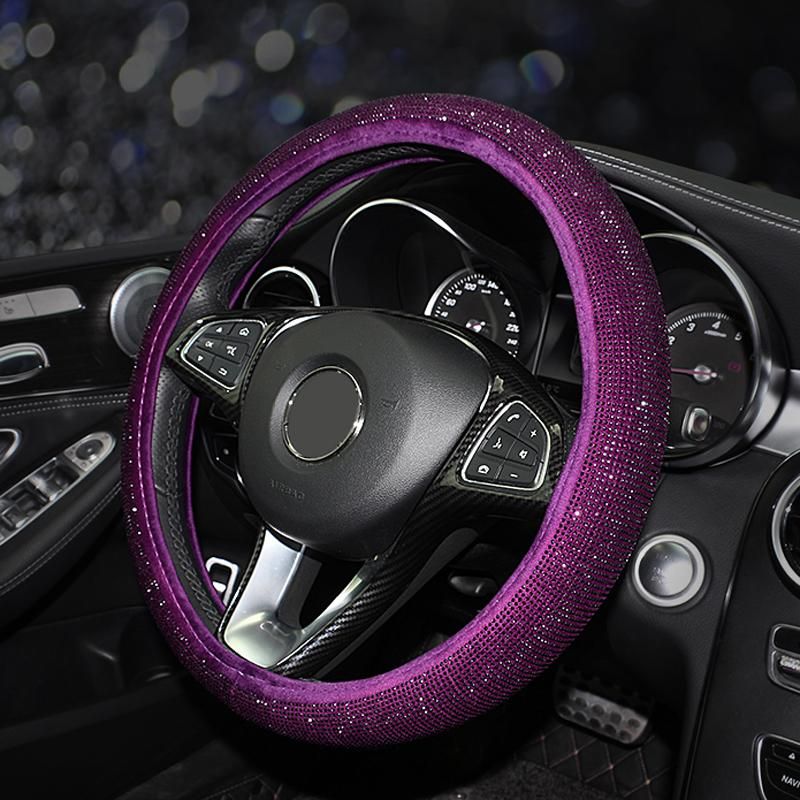 1x Bling Shiny Purple Crystal Car Truck Steering Wheel Cover Skidproof Protector 1x Bling Shiny Purple Crystal Car Truck Steering Wheel Cover Skidproof Protector
