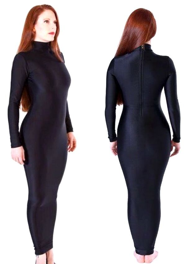 Black Lycra Spandex Women Wrap Dress 