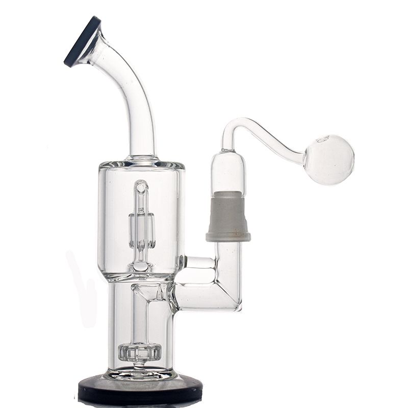 Unique Glass Bong Clear Water Pipe Recycler Dab Rig comb and Inline Perc Oil Rigs Bongs Water Pipes with glass oil burner pipe cheapest