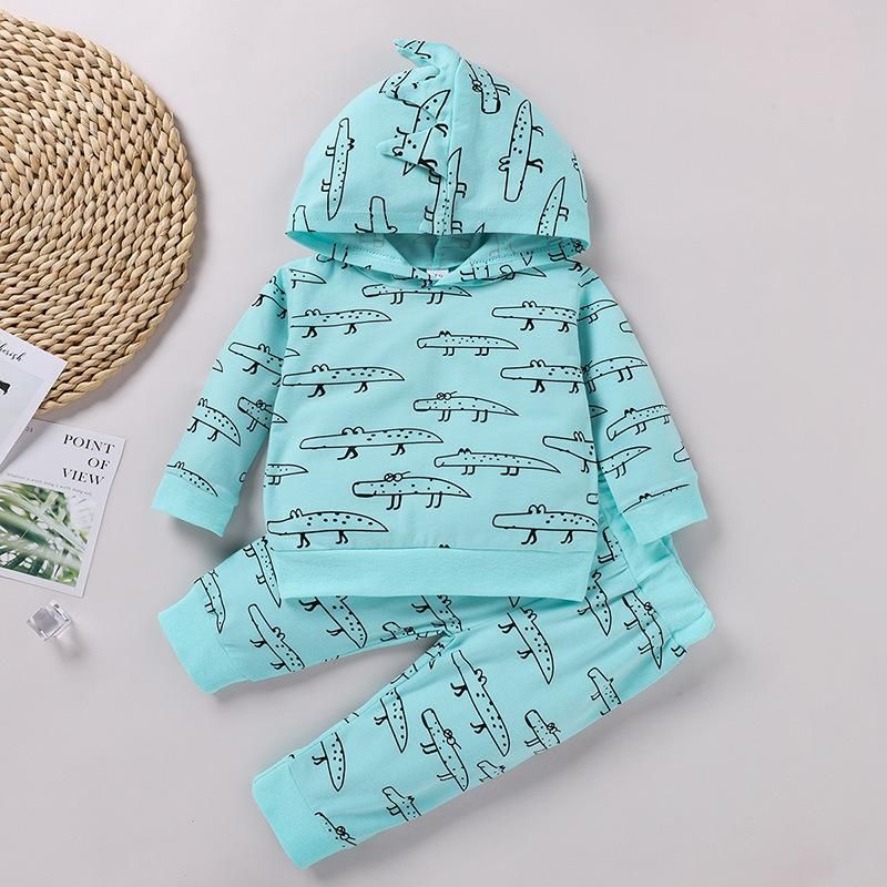 Conjuntos de ropa Moda Invierno Bebé Ropa Ropa Set Deporte Dibujos animados lindo Animal Cocodrilo Impresión Conjuntos de ropa Moda Invierno Bebé Ropa Ropa Set Deporte Dibujos animados lindo Animal Cocodrilo Impresión
