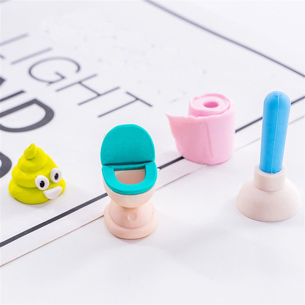 XTYaa 1 Set Kawaii Bagno Gomme Fazzoletti Closestool Bagno Vasca Shampoo Gomma Matita Eraser Cancelleria per Bambini Studenti Regali 