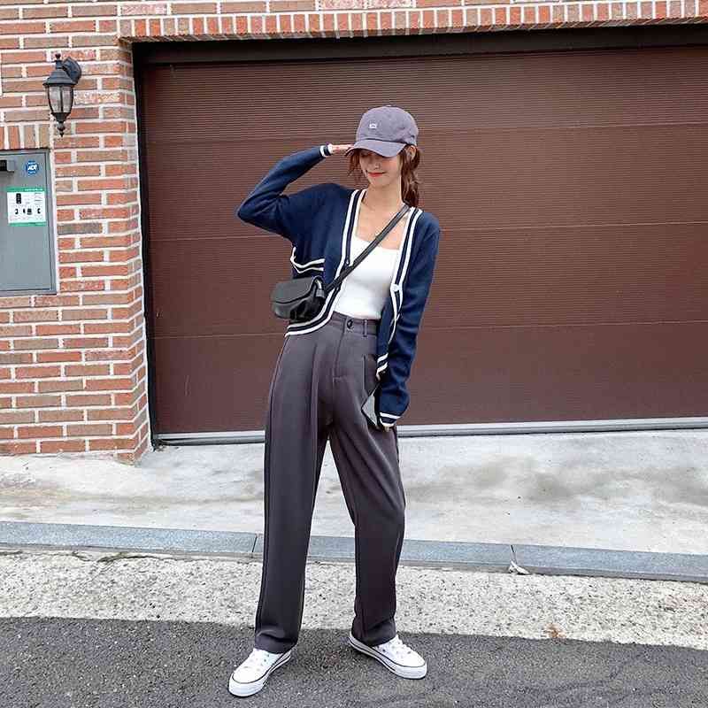 Chic Loose Straight High Waist Wide Leg Pants Trousers Women Office  Business Suit Female Korean Fashion Long Pant 210513 From Cong03, $17.09