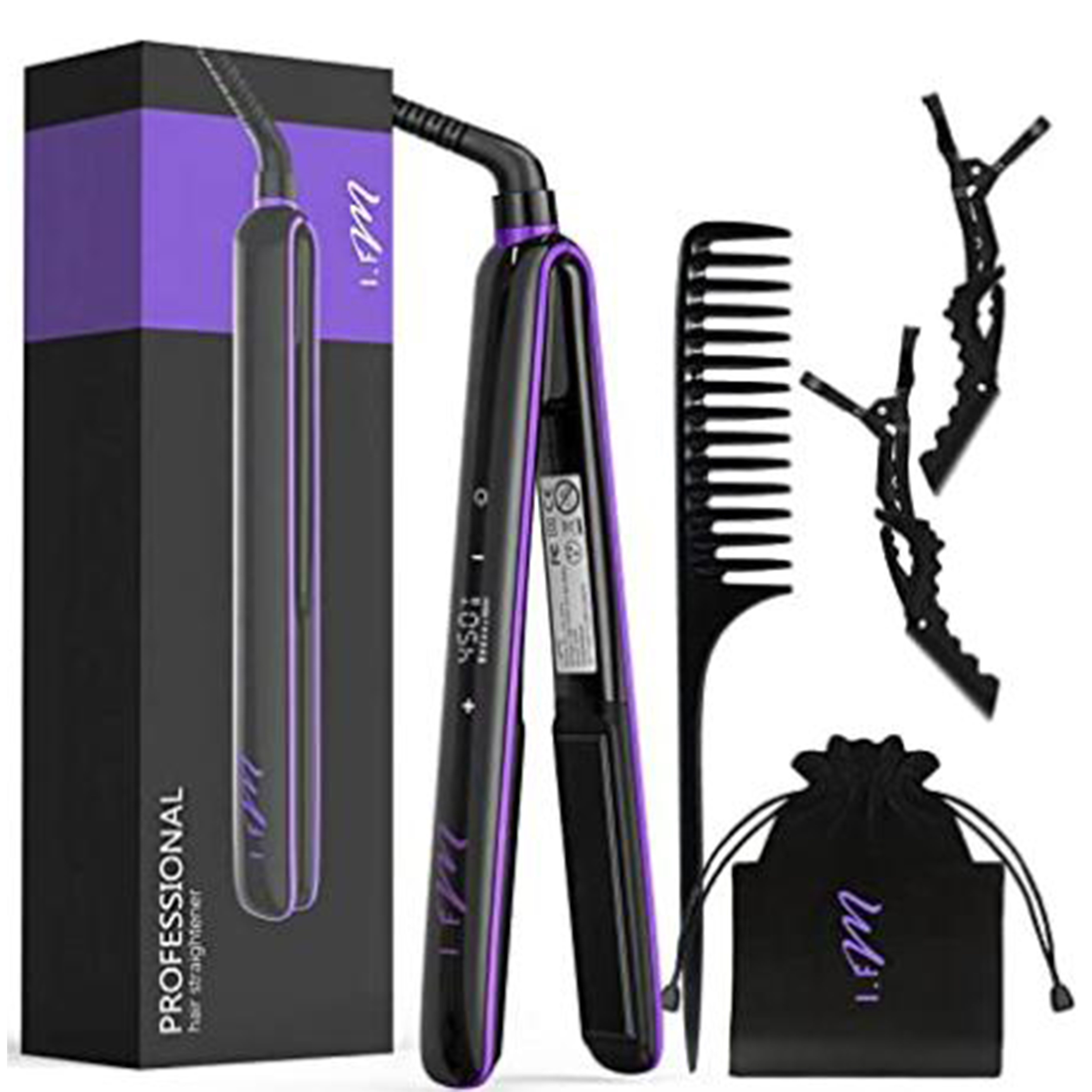 Purple black Hair Straighteners I.FM 2 in 1 Ceramics Styling Tool Professional Curler Negative oxygen ions Portable adjustable High Quality with Stock