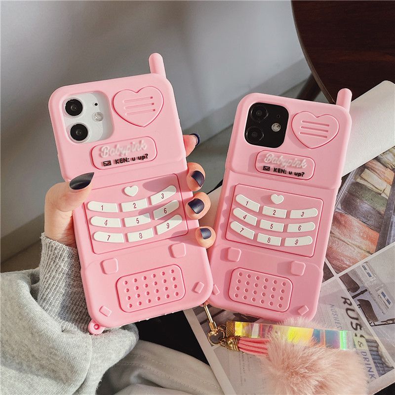 Pink Heart Phone Case With Charm Gift for Girlfriend Pink 