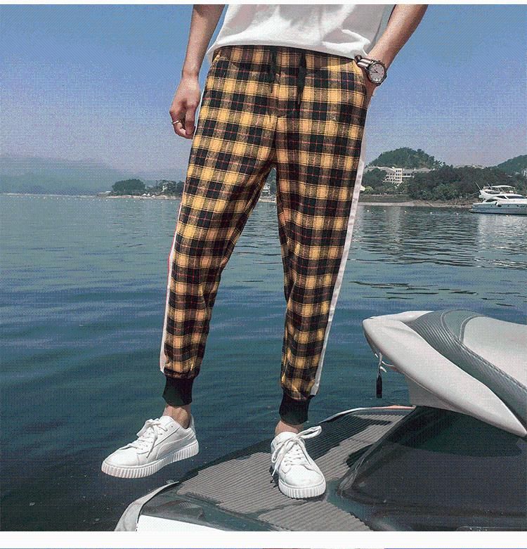 Compra Pantalones Vintage A Cuadros Amarillos Para Hombre 2021 Primavera  Verano Pantalones De Cordones Ocasionales Duración Del Tobillo Pantalón De  Adolescentes De Ocio Barato | Entrega Rápida Y Calidad | Es.Dhgate