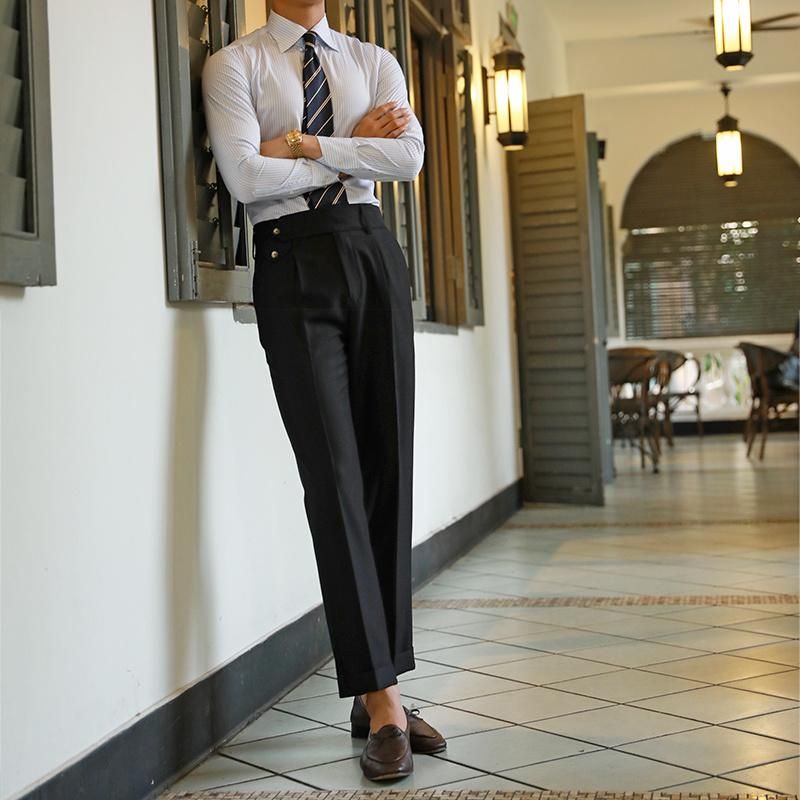 Acquistare Abiti Da Uomo Blazer Vita Alta Pantaloni Dritti Uomo Business  Pantaloni Versatili Gentleman Napoli Parigi Button Fashion Light Grey Mens  Dress Economico | Consegna Veloce E Qualità | It.Dhgate
