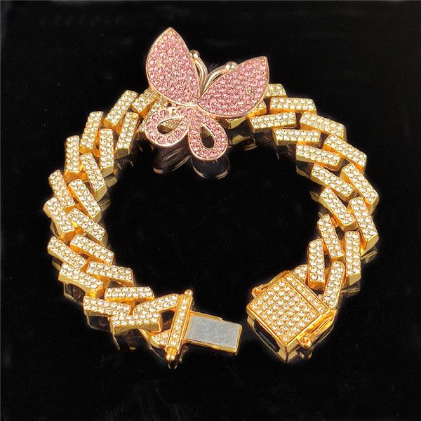 gold with pink butterfly