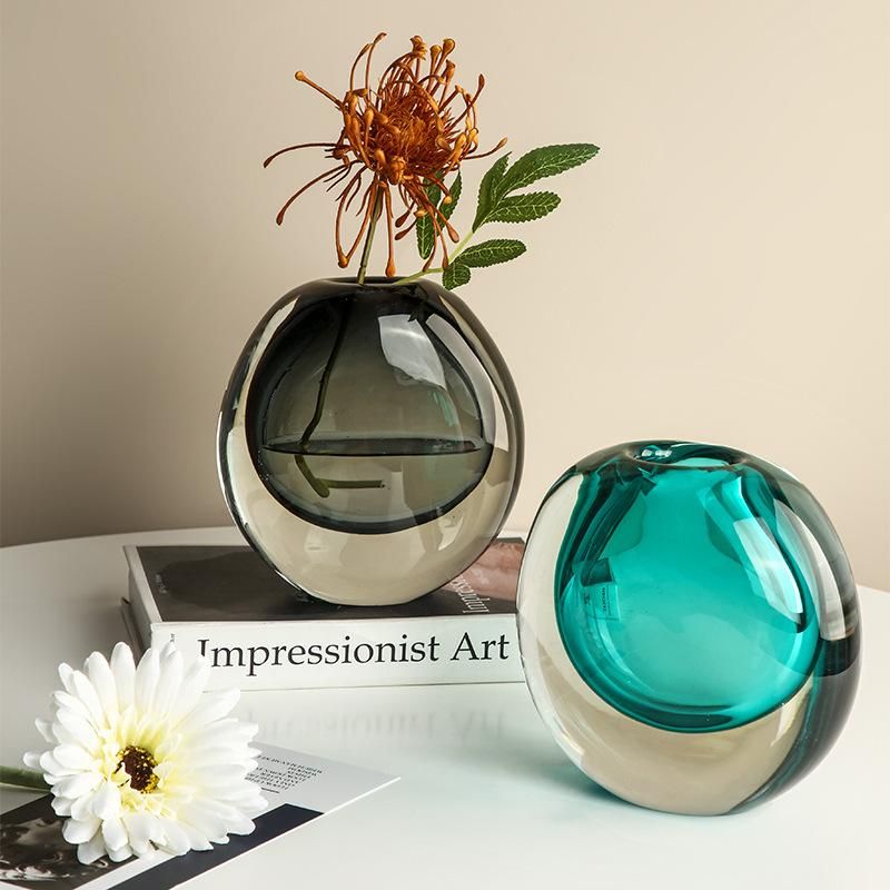 Explosivos Dibuja una imagen guerra Jarrones decorativos modernos luz de cristal de lujo jarrón de vidrio sala  de estar arreglo flor