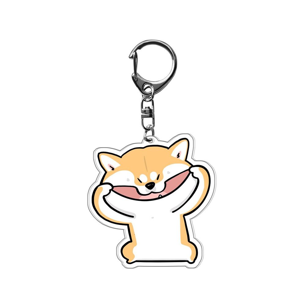 Japanese Dog Shiba Inu Car Pet Welsh Corgi Dogs Cartoon Print Acryl Figure  Keychain Keeper Poison