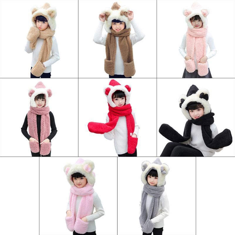 de punto de peluche de felpa con capucha bufanda niños som de punto de peluche de felpa con capucha bufanda niños som