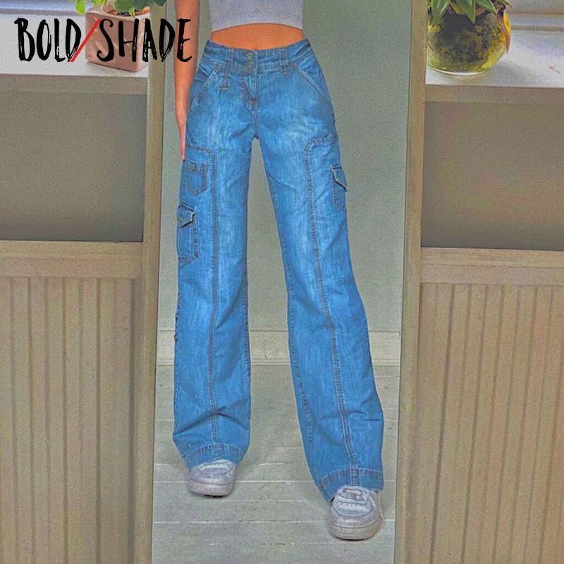 Compra Jeans Mujeres Bold Shade 90S Indie Denim Y2K Unicolor High Cintura  Pantalones De Pierna Recta Grunge Moda Mujer Skater Estilo Suelto Barato |  Entrega Rápida Y Calidad | Es.Dhgate