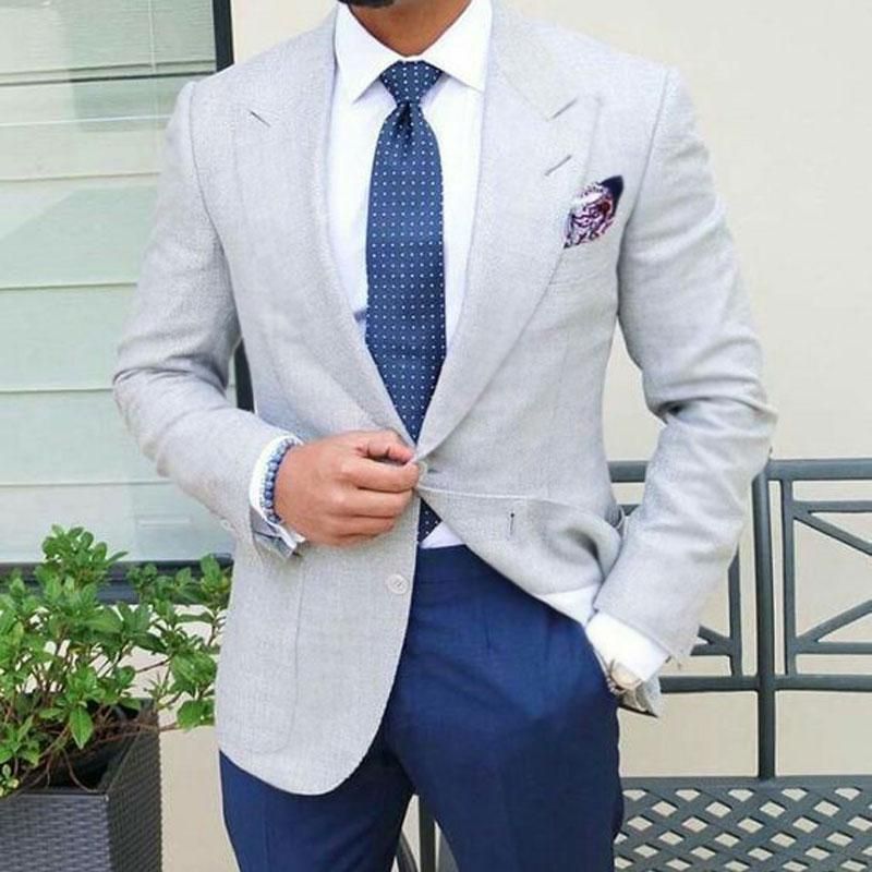 Compra Trajes De Hombre Blazers Chaqueta Gris Claro Azul Pant Men Groom  Vestido Terno Masculino Ropa De Boda Formal 2 Piezas Chaqueta + Pantalones  Barato | Entrega Rápida Y Calidad | Es.Dhgate