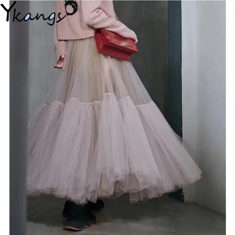 Compra Pink Luxury Tulle Falda Plisada Mujer Vintage Color Sólido Cintura  Alta Faldas Largas Boho Summer Spring Lolita Faldas Aesthetic 210412 Barato  | Entrega Rápida Y Calidad | Es.Dhgate
