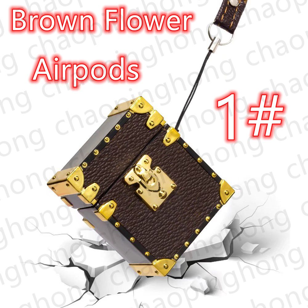 1#Brown Flower Aripods Case