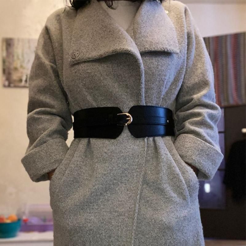 Cinturones Mujeres Blanco Cinturón Elástico Pin de oro Hebilla de cuero para mujer Dama