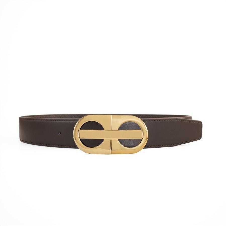 N13 smooth brown gold buckle-no box