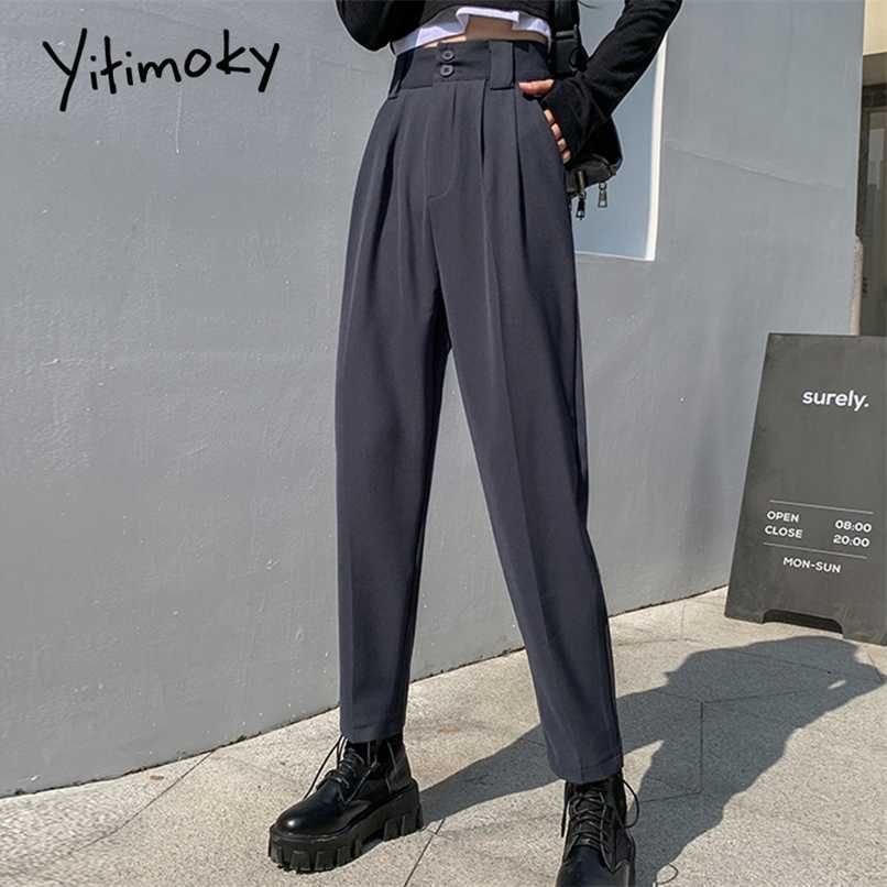 Compra YITIMOKY PANTALONES CLÁSICOS DE MUJERES DE YITIMOKY Trajes De  Pantalones Para Mujer Ropa De Mujer Bolsillos De Cintura Altos Botón Para  Harem Pantalones Coreanos Streetwear 211008 Barato | Entrega Rápida Y