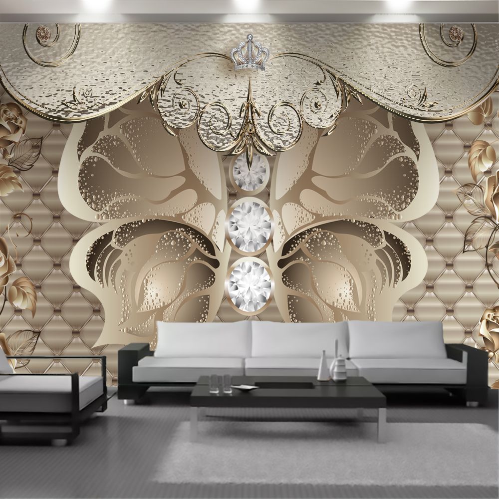 Luxury 3d Flower Wallpaper European Diamond Butterfly Gold Peony Living Room Bedroom TV Background Wall HD Luxury 3d Flower Wallpaper European Diamond Butterfly Gold Peony Living Room Bedroom TV Background Wall HD
