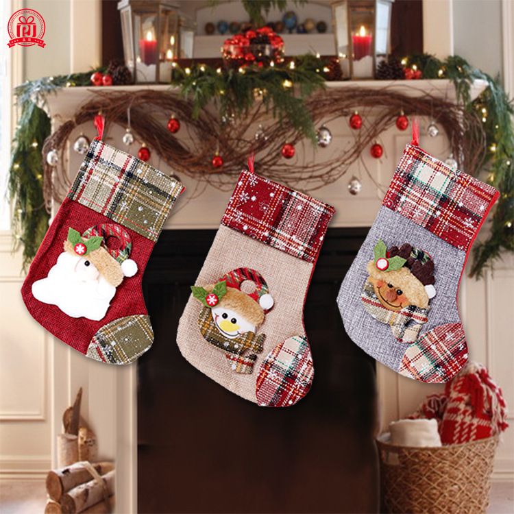 Navidad Medias colgantes decoración decorativo Calcetines grandes botas de lino colorido árbol de Navidad El viejo colorido Navidad Medias colgantes decoración decorativo Calcetines grandes botas de lino colorido árbol de Navidad El viejo colorido