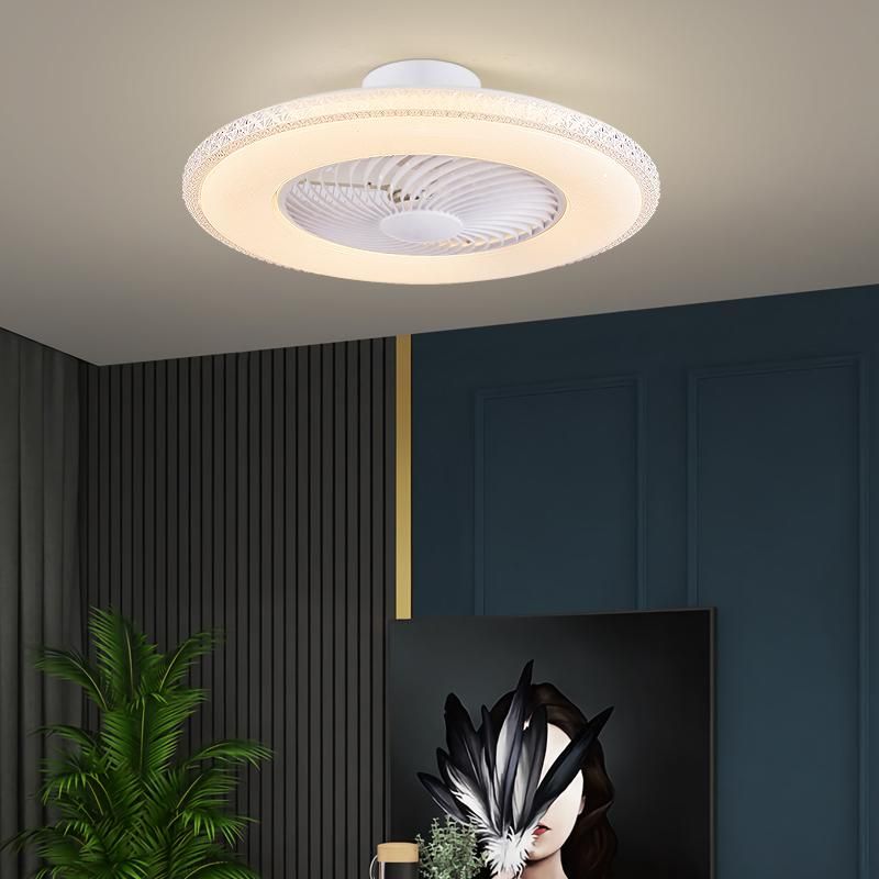 Lámpara de techo invisible de 36 pulgadas con luz, ventilador de techo de  cristal moderno, control remoto, 4 aspas retráctiles de ABS para sala de