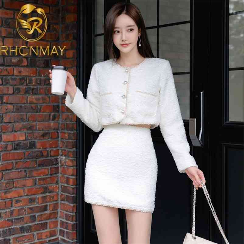 Women Tweed Skirt Suit Korean Tweed 