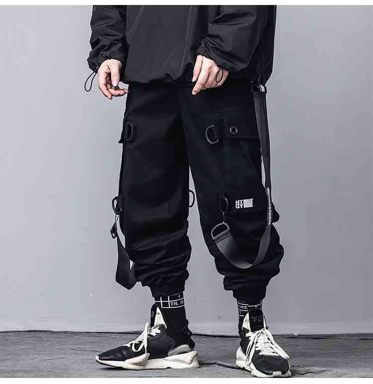Joggers ropa de calle para hombres Hip Hop Style Style Korean Fashion Cargo Pantalones de carga Black Harem1 Cyly