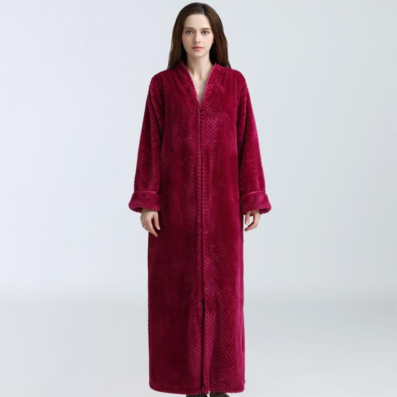 woman robe red