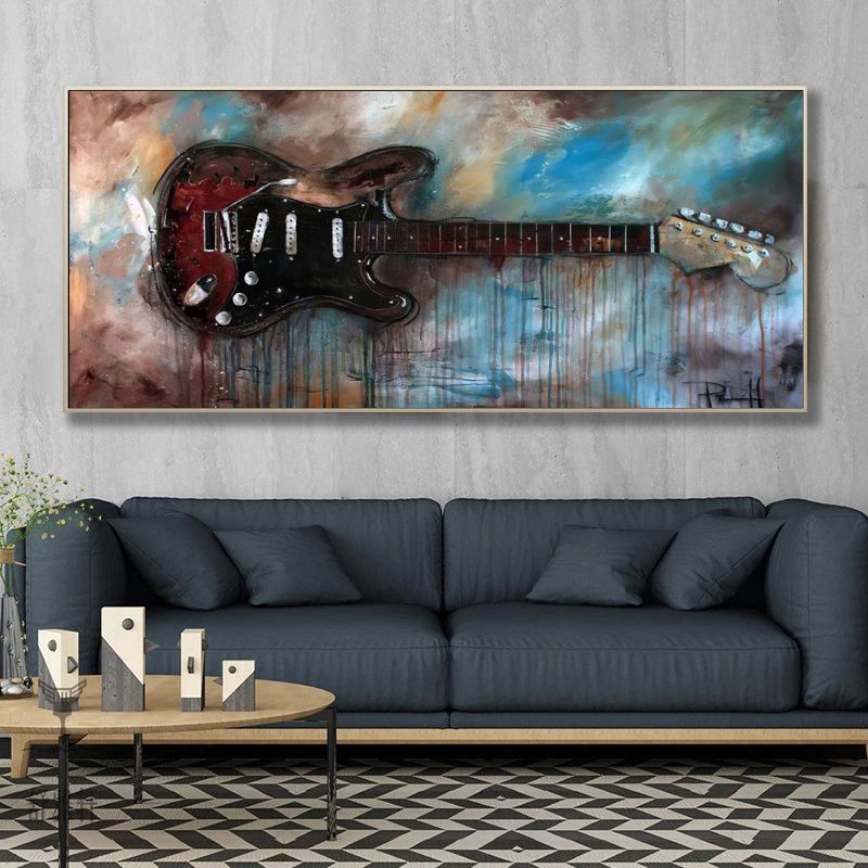 abstract guitar oil painting on canvas