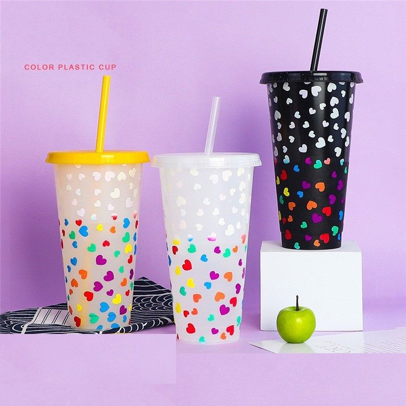 Valentines Day Easter Gift Magic Colorful Straw Cup Reusable