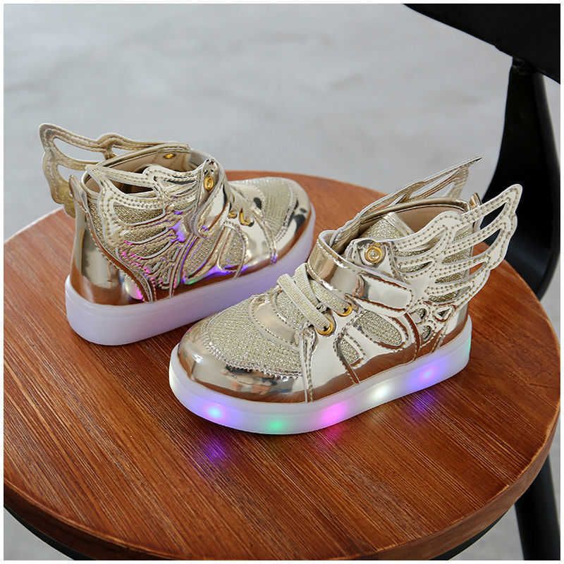 Cheap Luminous Sneakers Led Shoes Kids Sport Flashing Lights Glowing  Glitter Casual Baby Wing Flat Boots