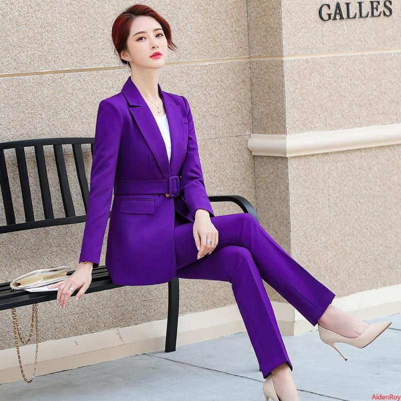 Koop Elegante Paars Zwarte Blazer Broek Broek Pak 2 Stuks Set Business  Office Dames Formele Werk Slijtage Broek Pakken Voor Vrouwen Damesblazers  Goedkoop | Snelle Levering En Kwaliteit | Nl.Dhgate