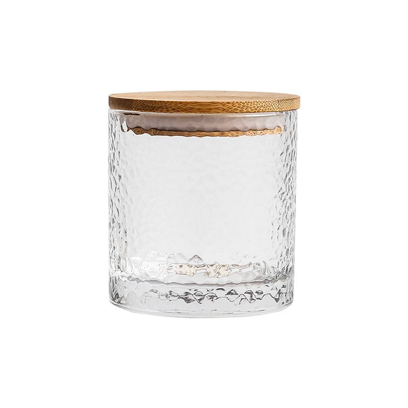 Hammered Glass Jar with Bamboo Lid