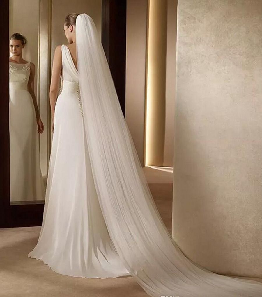 wv31 BNWT Soft 5m x 3m Cathedral Length Bridal Wedding Veil Tulle Ivory 