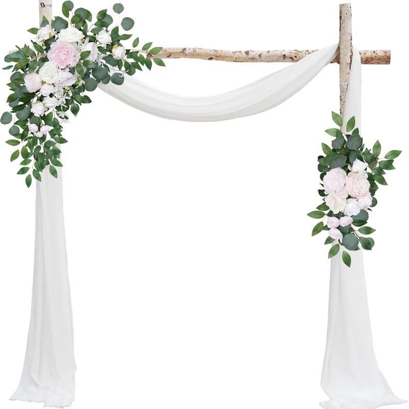 Decoración de fiestas Arco de boda Kit de flores 2 unids Ivory Artificial  Floral Rose con