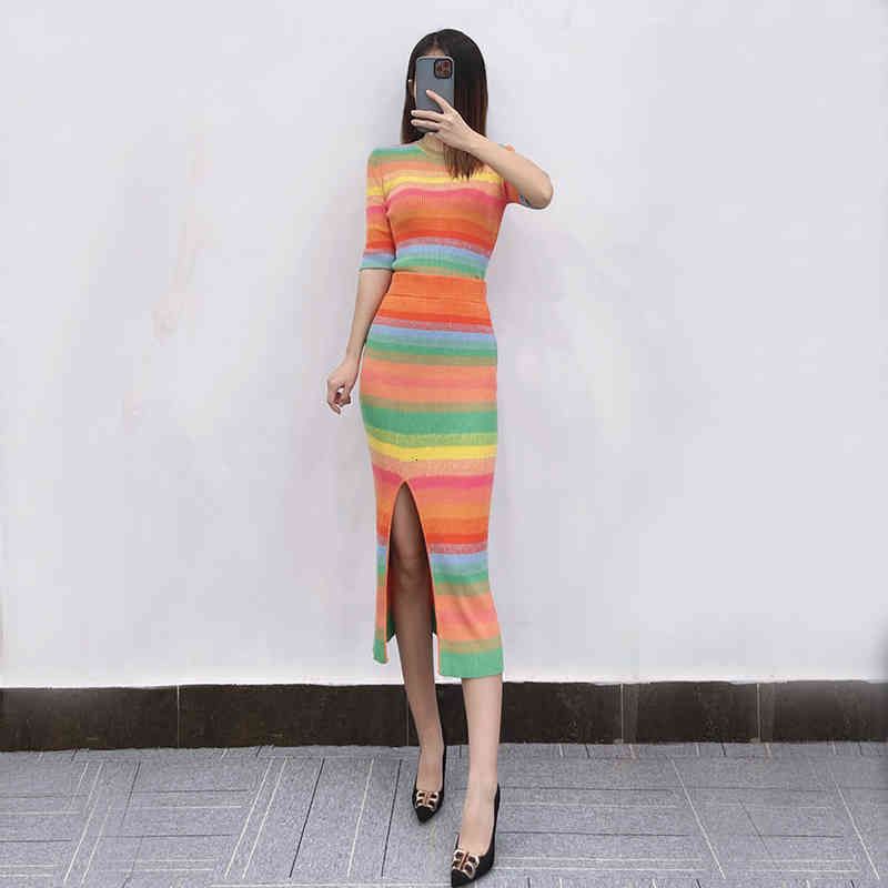 rainbow striped two piece set
