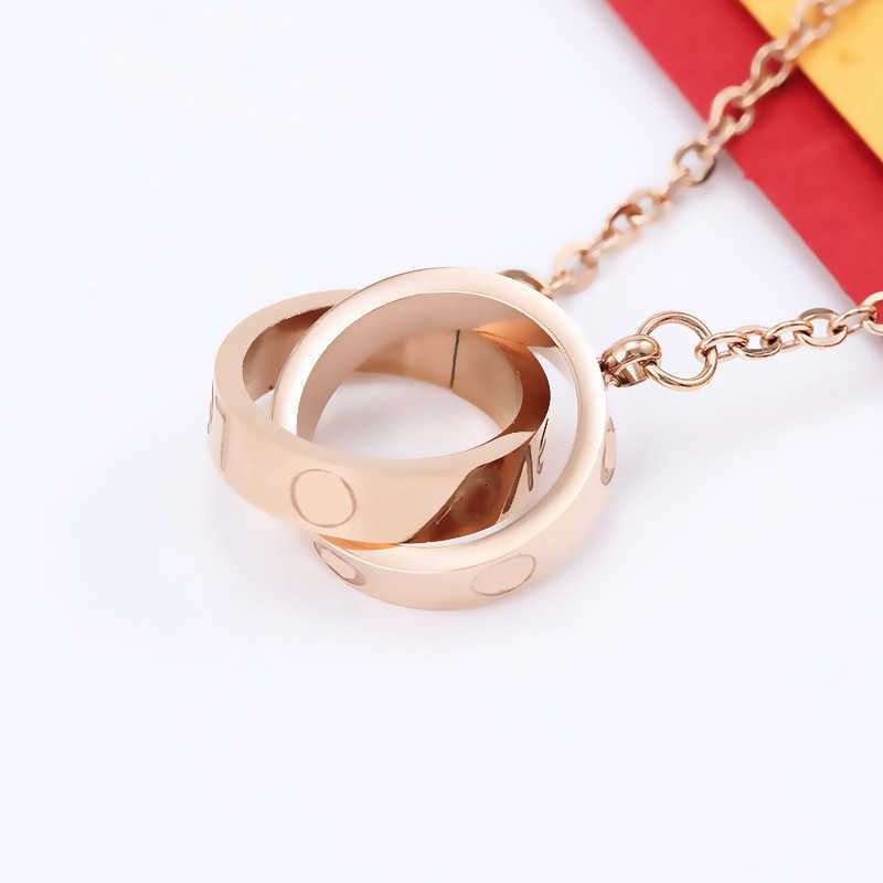 Double Ring Diamond Free Necklace