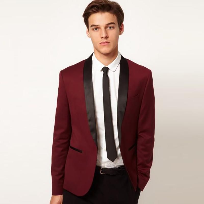 Compra Traje De Los Hombres Rojo Del Vino Para La Boda Negro Satin Shawl  Solapa Elegante Chaqueta Clásica Slim Fit Tuxedos 2 Pieza Partido De La  Tarde Trajes De Los Hombres Blazers