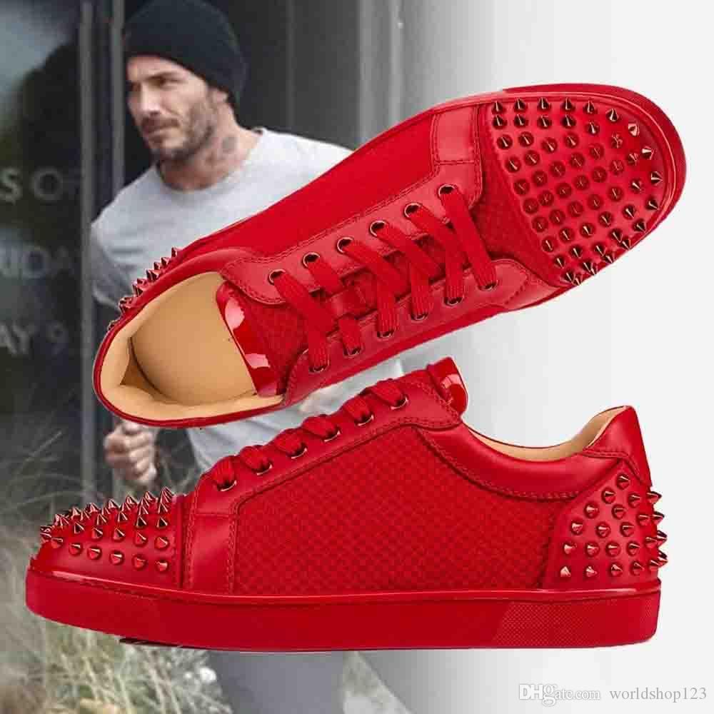 Compra Zapatos Louboutin Cl cristiano Marca De Italia Suela Roja Sole  Solques AC Seavaste 2 Plano Rojo Parte Inferior Junior Spikes Studded Stree  Bok Barato | Entrega Rápida Y Calidad | Es.Dhgate