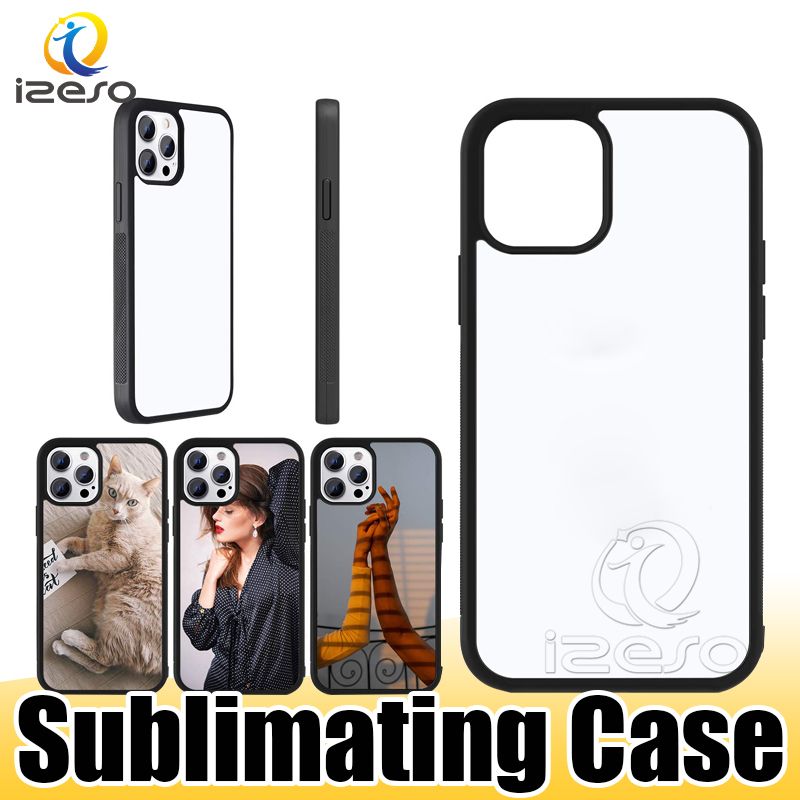 Blank 2D Sublimation TPU PC Phone Cases for iPhone 13 12 11 Pro Max XR XS SE Sublimating Case with Aluminum Inserts izeso