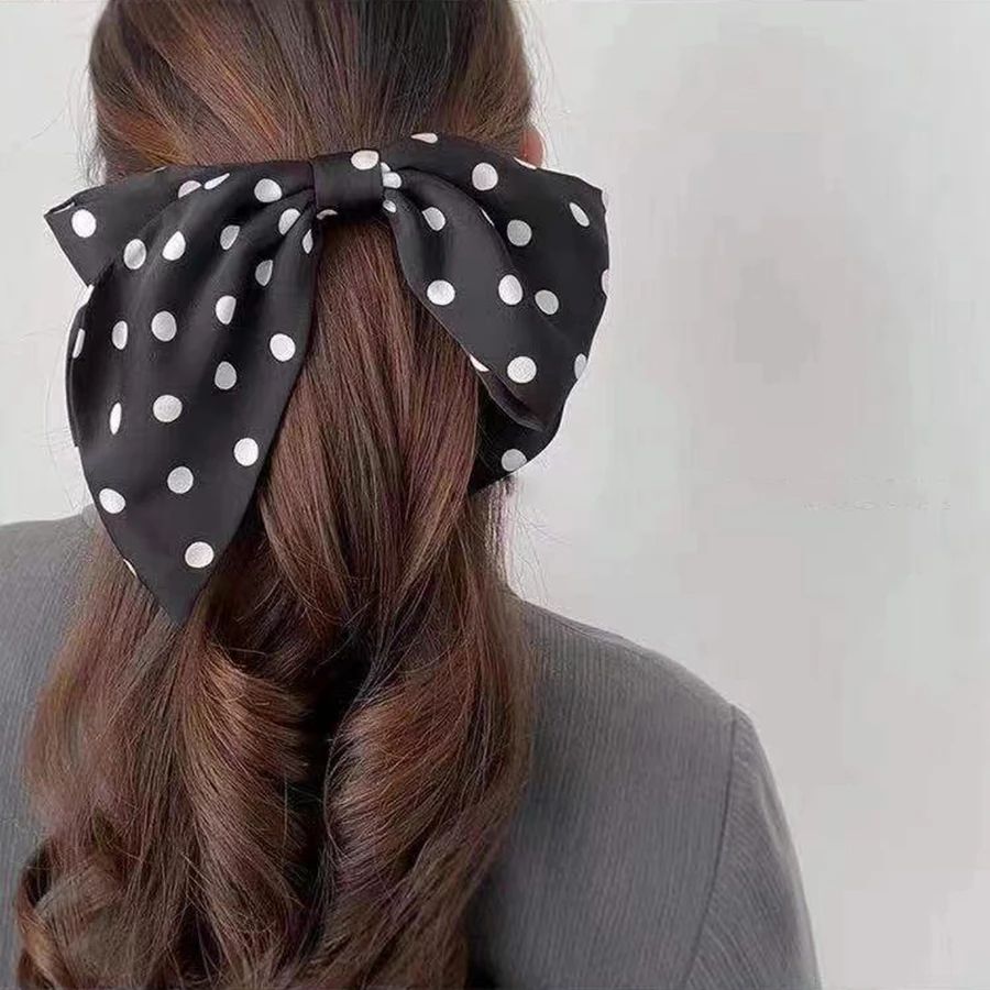 Black Point Girls Hair Barrettes For Women Fashion Bow Hair Clips Large Size Ponytail Ropes New Hair Accessories Black Point Girls Hair Barrettes For Women Fashion Bow Hair Clips Large Size Ponytail Ropes New Hair Accessories