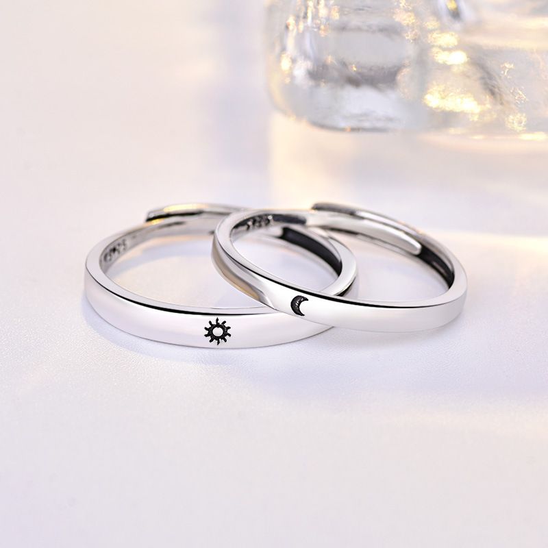 Letdiffy Moon Sun Partner Ring Para El Amante Negro De Acero Letdiffy Moon Sun Partner Ring Para El Amante Negro De Acero