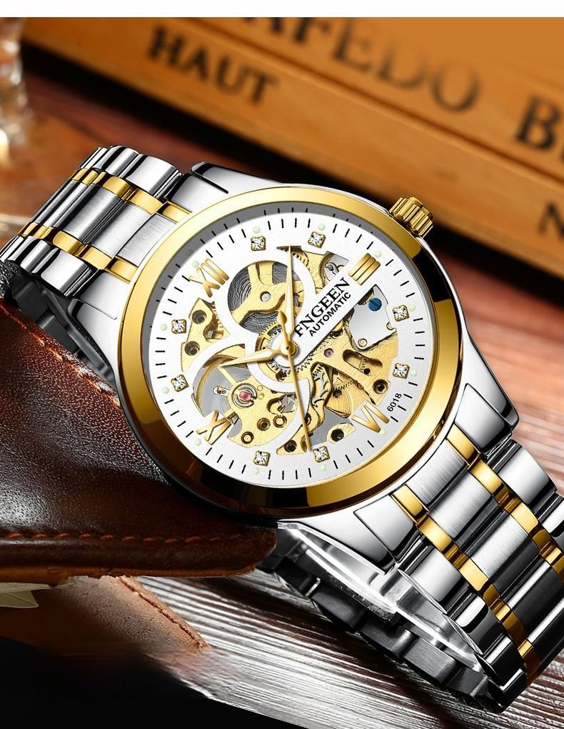 ساعات المعصم الرجال الساعات التلقائي الميكانيكية ووتش الذكور tourbillon ساعة الذهب الأزياء الهيكل العظمي أعلى ماركة ساعة اليد relogio masculino