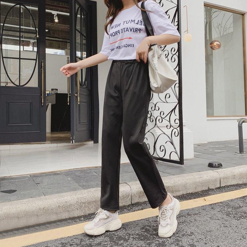 Compra Pantalones Para Mujer Capris Verano Moda Recta Casual Alto Cintura  Ancha Pierna Suelta Salvaje Mujeres Ropa Negra Barato | Entrega Rápida Y  Calidad | Es.Dhgate