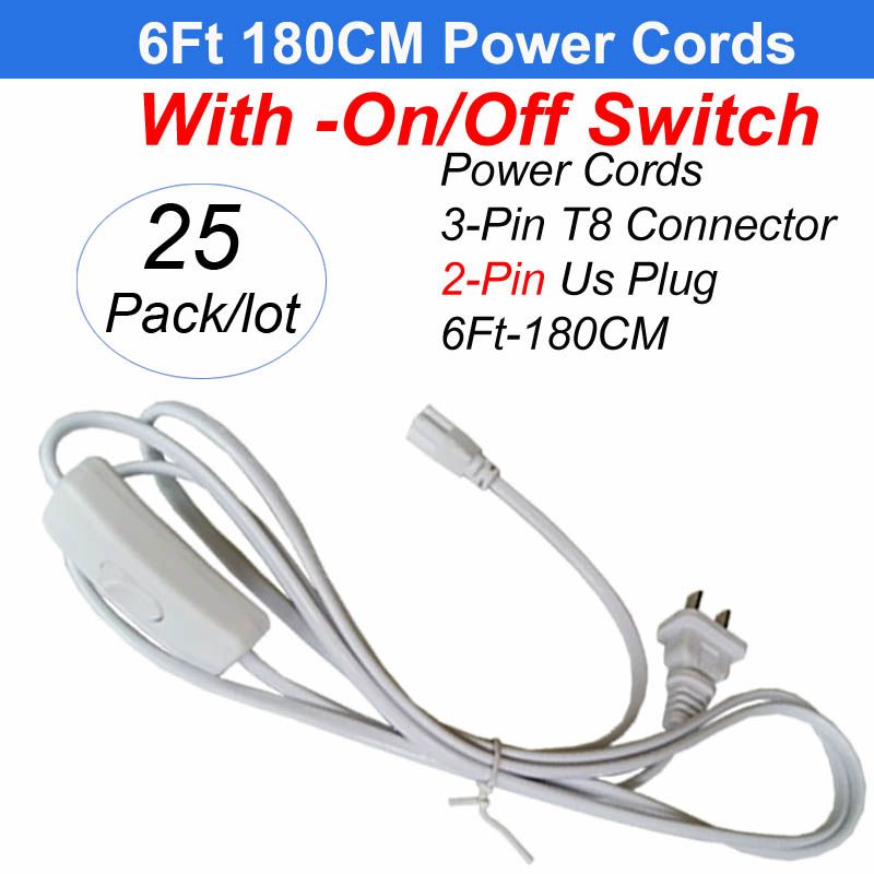 2Pin 6Ft 180cm Power Cords With Switch
